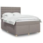 vidaXL Boxspring met matras stof taupe 160x200 cm, Verzenden, 200 cm, Stof, 160 cm