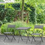 TRUUSK Polyrattan Bistroset 2 Personen Zitgroep Grijs, Tuinm, Verzenden, Nieuw