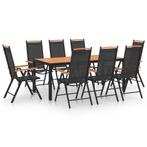 vidaXL 9-delige Tuinset aluminium zwart, Tuin en Terras, Verzenden, 8 zitplaatsen, Tuinset, Nieuw