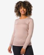 HEMA Dames temptech T-shirt lange mouw beige, Kleding | Dames, Verzenden, Nieuw