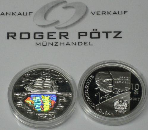 Polen 10 Zloty 2007 Korzeniowski mit Hologramm zilver, Postzegels en Munten, Munten | Europa | Niet-Euromunten, Verzenden