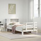vidaXL Bed met boekenkast zonder matras grenenhout wit, Huis en Inrichting, Verzenden, Nieuw, Wit, Hout