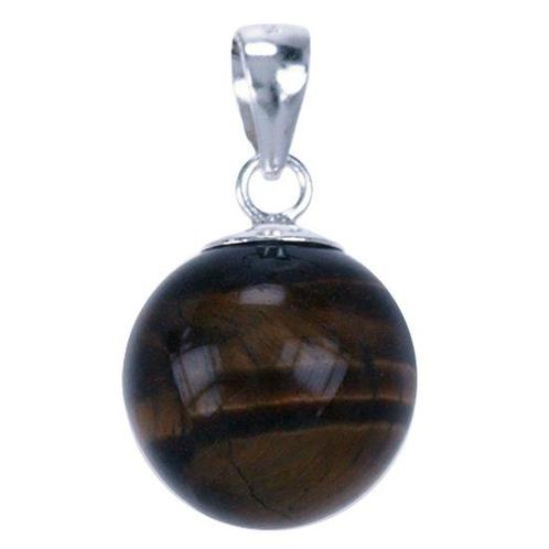 Zilveren Tijgeroog bol 14 mm ketting hanger, Sieraden, Tassen en Uiterlijk, Kettinghangers, Verzenden