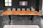 Massief houten eettafel MAMMUT 300cm acacia X-frame zwart, Huis en Inrichting, Tafels | Eettafels, Ophalen of Verzenden, Nieuw