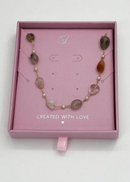 -40% Smashed Lemon  Smashed Lemon 64058 rijke kwarts steen k, Sieraden, Tassen en Uiterlijk, Kettingen, Nieuw, Verzenden