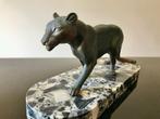 sculptuur, Art Deco panther sculpture on marble base. 1930s, Antiek en Kunst