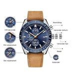 Tyme Florence Heren Horloge - 45mm Blauw/Bruin - Horloges, Ophalen of Verzenden, Zo goed als nieuw