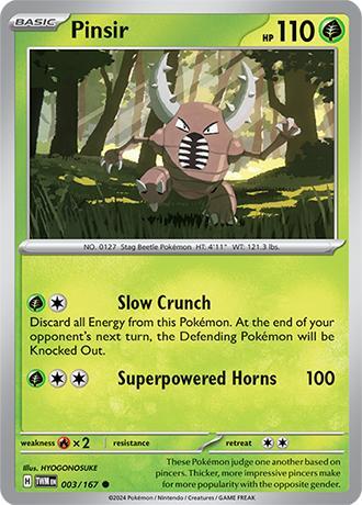 Pinsir 003/167 reverse holo Twilight Masquerade, Hobby en Vrije tijd, Verzamelkaartspellen | Pokémon, Losse kaart, Nieuw, Foil