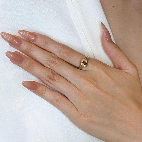 Ring - 18 karaat Geel goud - 0.25ct. tw. Robijn - Diamant, Sieraden, Tassen en Uiterlijk, Ringen