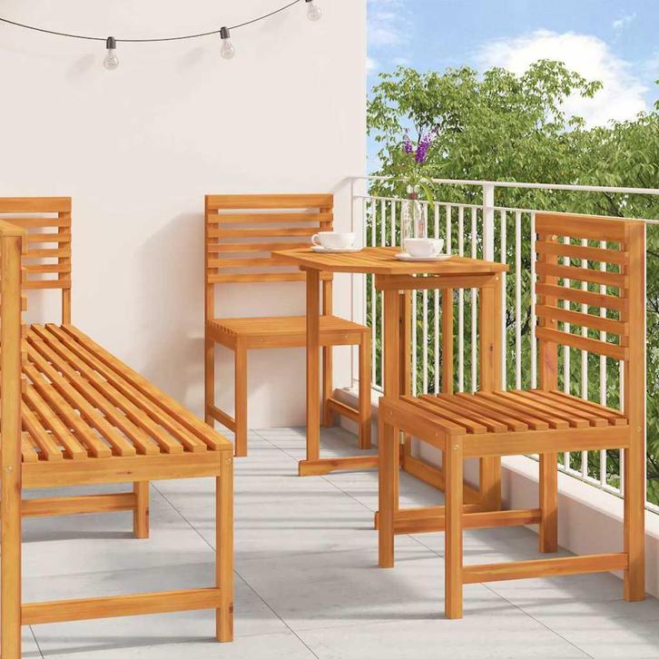 vidaXL Tuin Bistro Set 6 pcs Bruin Massief Acaciahout, Tuin en Terras, Tuinsets en Loungesets, Nieuw, Verzenden