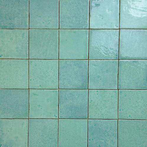 Wandtegel menorca turquoise vintage craquele 10x10, Doe-het-zelf en Verbouw, Tegels, Wandtegels, Nieuw, 10 m² of meer, Keramiek