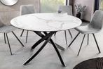 Ronde eettafel ALPINE 120 cm wit marmer keramiek zwart, Huis en Inrichting, Tafels | Eettafels, Ophalen of Verzenden, Nieuw