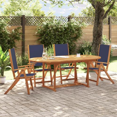 vidaXL 5-delige Tuinset massief acaciahout en textileen, Tuin en Terras, Tuinsets en Loungesets, Tuinset, Nieuw, 4 zitplaatsen