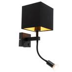 Moderne wandlamp zwart met USB en vierkante zwarte kap -, Huis en Inrichting, Lampen | Wandlampen, Nieuw, Overige materialen, Modern