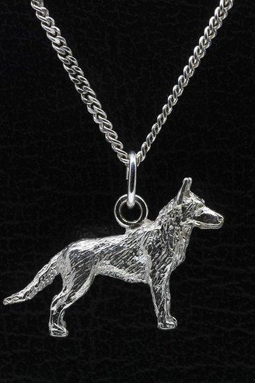 Zilveren Mechelse herder ketting hanger - groot, Sieraden, Tassen en Uiterlijk, Kettinghangers, Verzenden