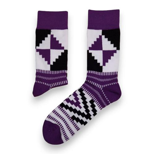 Afrikaanse sokken / Afro sokken / Kente sokken - Wit Paars, Kleding | Dames, Sokken en Kousen, Nieuw, Ophalen of Verzenden