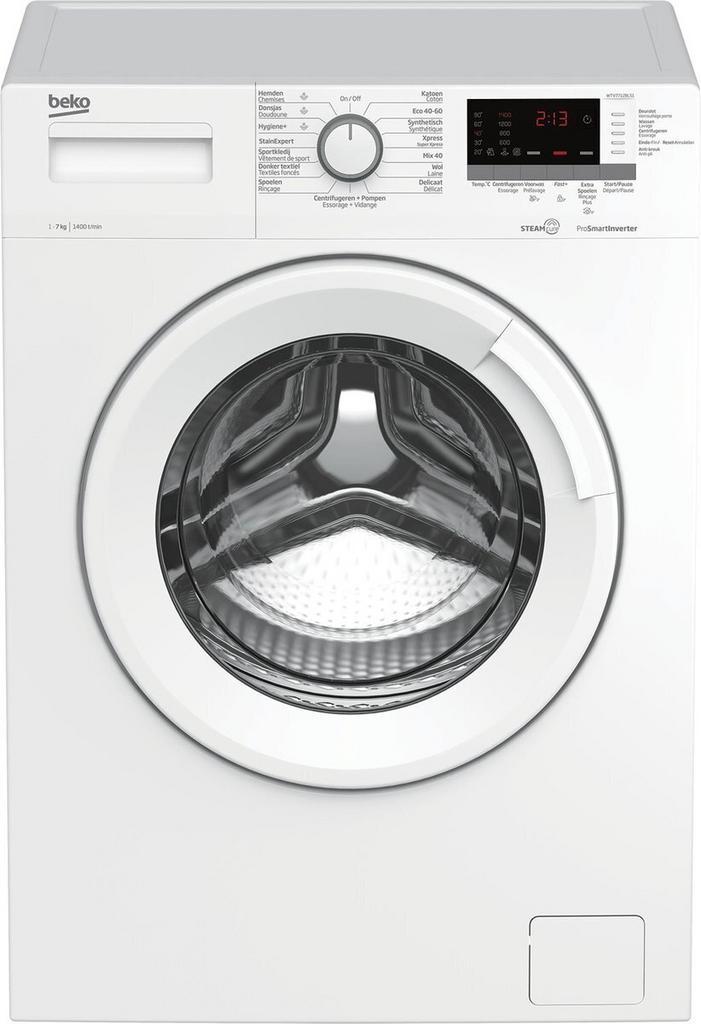 Beko Wtv7712bls1 Steamcure Wasmachine| 7kg 1400t, Witgoed en Apparatuur, Wasmachines, Zo goed als nieuw, Voorlader, 85 tot 90 cm