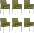 Set van 6 Groene leren moderne eetkamerstoelen - Toledo Leer, Huis en Inrichting, Nieuw, Leer, Ophalen of Verzenden, Modern