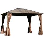 Tuinpaviljoen Met Metalen Dak 3 X 3,7 X 2,6 M 4 Gordijnen We, Tuin en Terras, Partytenten, Nieuw, Verzenden