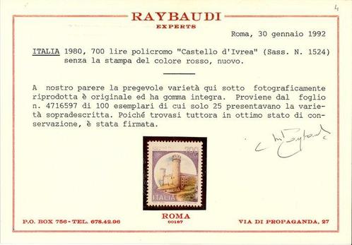 Italiaanse Republiek 1980 - Castelli 700 lire Ivrea zonder, Postzegels en Munten, Postzegels | Europa | Italië
