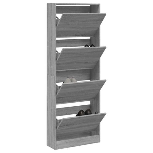 vidaXL Schoenenkast 60x21x163,5 cm bewerkt hout grijs sonoma, Huis en Inrichting, Kasten | Schoenenrekken, Nieuw, Verzenden