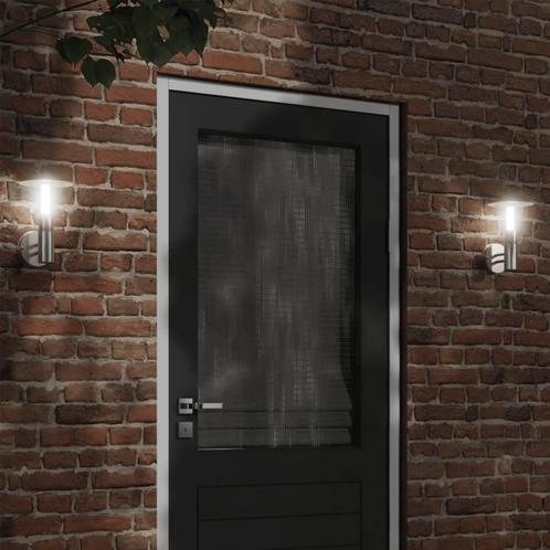 vidaXL Buitenwandlampen 2 st roestvrij staal zilverkleurig, Tuin en Terras, Buitenverlichting, Nieuw, Verzenden
