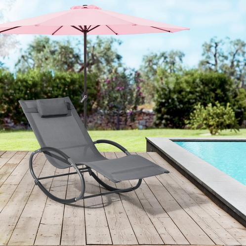 Ligstoel Almaluez schommelstoel 153x63x80,5 cm donkergrijs, Tuin en Terras, Ligbedden, Verzenden
