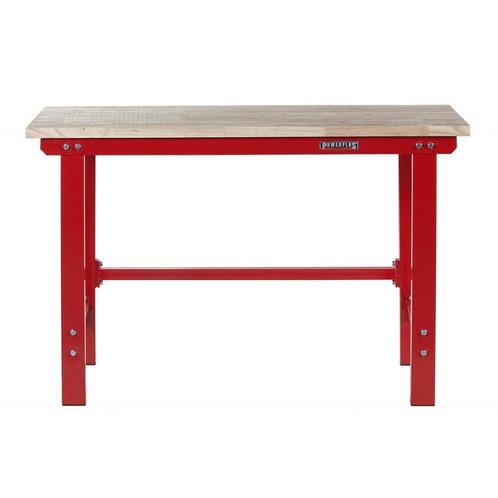 Werkbank rood 150 cm met hardhouten blad - open model, Doe-het-zelf en Verbouw, Werkbanken, Ophalen of Verzenden