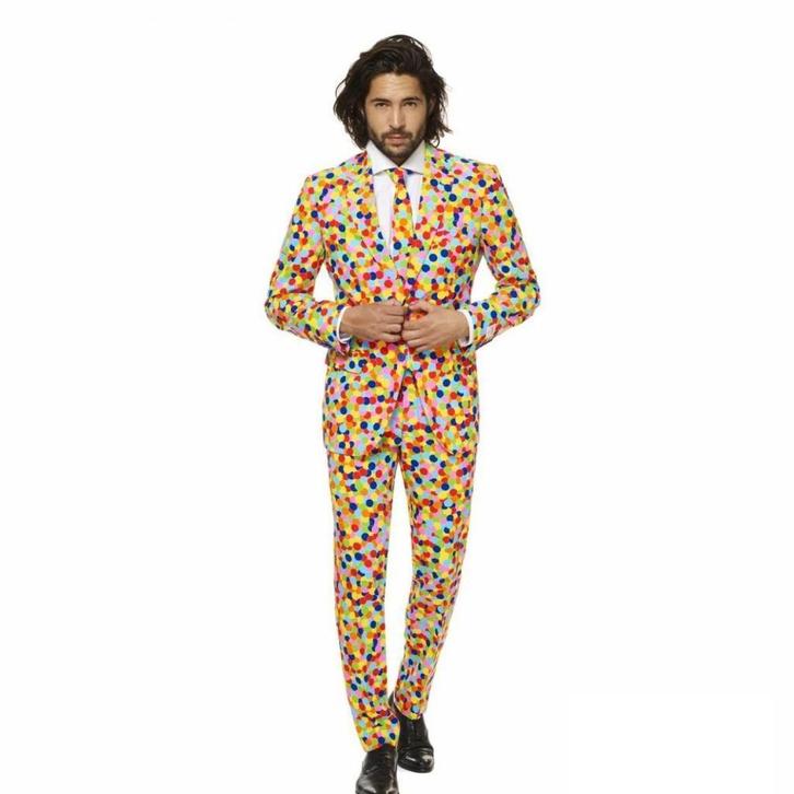 Confetti maatpak Opposuits heren, Kleding | Heren, Carnavalskleding en Feestkleding, Nieuw, Ophalen of Verzenden