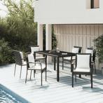 vidaXL 7-delige Tuinset met kussens poly rattan zwart, Tuin en Terras, Tuinsets en Loungesets, 6 zitplaatsen, Nieuw, Tuinset, Verzenden