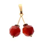 Gouden vintage Cherry hanger met carneool (vintage hanger), Ophalen of Verzenden, Gebruikt, Goud, Overige merken