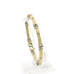 Bicolor gouden staafjes armband (Schakelarmband), Sieraden, Tassen en Uiterlijk, Armbanden, Ophalen of Verzenden, Gebruikt, Overige kleuren