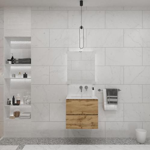 Badkamermeubelset Gliss Zeus 60 cm Natuur Eiken, Doe-het-zelf en Verbouw, Sanitair, Bad, Nieuw, Ophalen of Verzenden