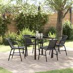 vidaXL Tuin Eetset 5 pcs Zwart Poly riet, Verzenden, Nieuw, Rotan