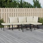 vidaXL 6-delige Loungeset met zandkleurige kussens staal, Verzenden, Nieuw, Rvs, Loungeset