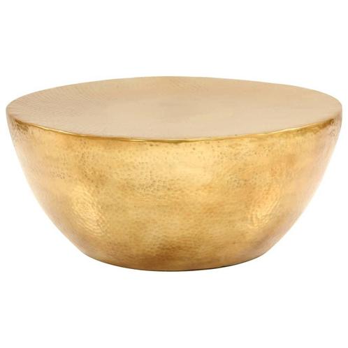 Salontafel Messinglook 70cm - Tweedekansje - OP=OP, Huis en Inrichting, Tafels | Salontafels, 50 tot 100 cm, Rond, Nieuw, Metaal