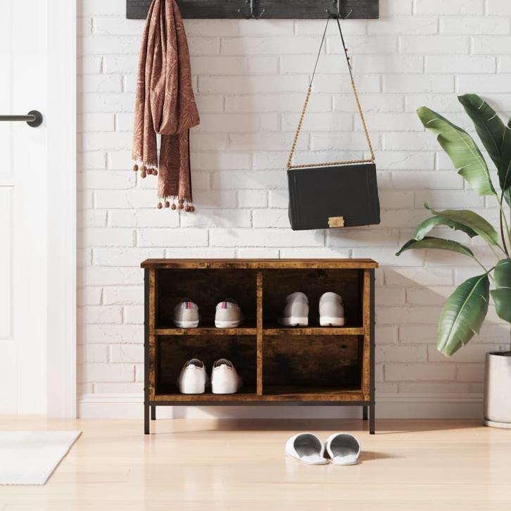 vidaXL Schoenenkast 69x35x50 cm bewerkt hout gerookt, Huis en Inrichting, Kasten | Schoenenrekken, Nieuw, Verzenden