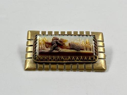 Zonder Minimumprijs - Broche Parelmoer, Goudkleurig metaal -, Sieraden, Tassen en Uiterlijk, Antieke sieraden