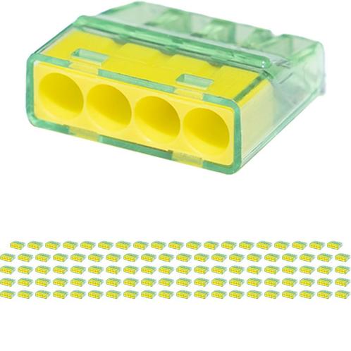 Lasklem - Vintex - 4 Polig - 0.2-2.5 mm2 - Geel - 100 Stuks, Doe-het-zelf en Verbouw, Elektra en Kabels, Nieuw, Ophalen of Verzenden