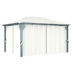 vidaXL Prieel met gordijn 400x300 cm aluminium crème, Verzenden, Nieuw