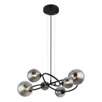 Hanglamp RIHA 62.2 cm 6-lichts Zwart, Smoked, Ophalen of Verzenden, Nieuw, Metaal, Minder dan 50 cm