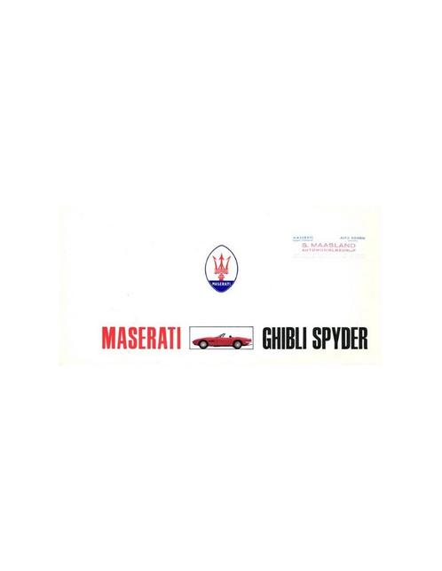 1969 MASERATI GHIBLI SPYDER BROCHURE, Boeken, Auto's | Folders en Tijdschriften