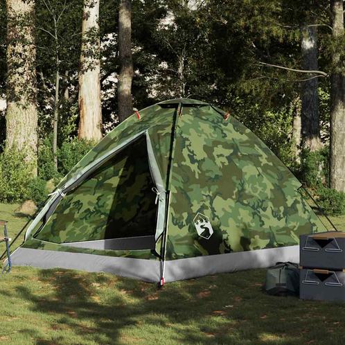 vidaXL Koepeltent 4-persoons waterdicht camouflage, Caravans en Kamperen, Tenten, Nieuw, tot en met 2, Verzenden