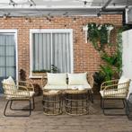 TRUUSK Rotan Zitgroep Loungeset Buitenzitgroep, Boho Stijl,, Tuin en Terras, Verzenden, Nieuw