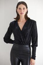 Sparkle Black Long Sleeve Bodysuit - XL, Kleding | Dames, Jurken, Verzenden, Nieuw