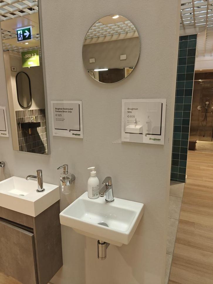 Fontein wasbakje toilet met kraan en ronde spiegel - 0031, Doe-het-zelf en Verbouw, Sanitair, Wastafel, Nieuw, Ophalen