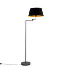 Vloerlamp zwart met zwart plisse kap en verstelbare arm -, Nieuw, Overige materialen, Klassiek / Antiek, 150 tot 200 cm