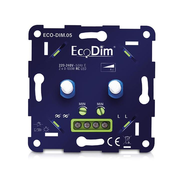 Ecodim Universele Geruisloze LED DUO Dimmer 2x 0-100W Fase, Huis en Inrichting, Lampen | Overige, Nieuw, Verzenden