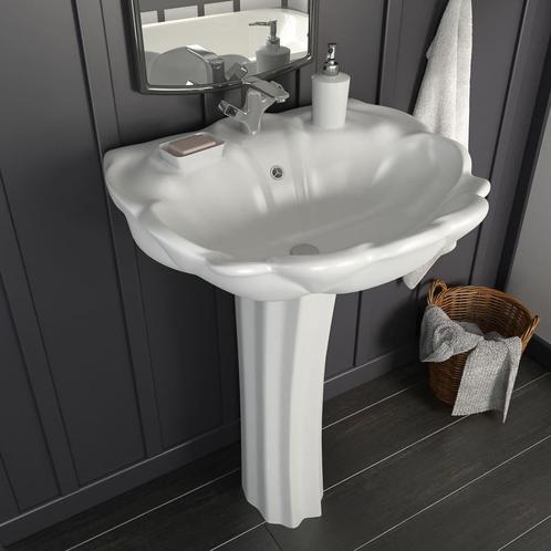 vidaXL Wastafel op voet vrijstaand 580x510x200 mm keramiek, Doe-het-zelf en Verbouw, Sanitair, Nieuw, Verzenden