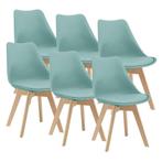 Eetkamerstoel Dubrovnik set van 6 kunstleer en beuken mint, Huis en Inrichting, Stoelen, Verzenden, Nieuw
